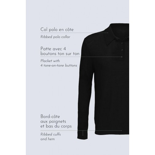 Лонгслів поло NeoBlu Stefan колір чорний 03986309